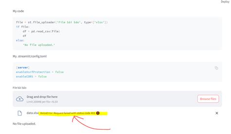 Request failed with status code 403.